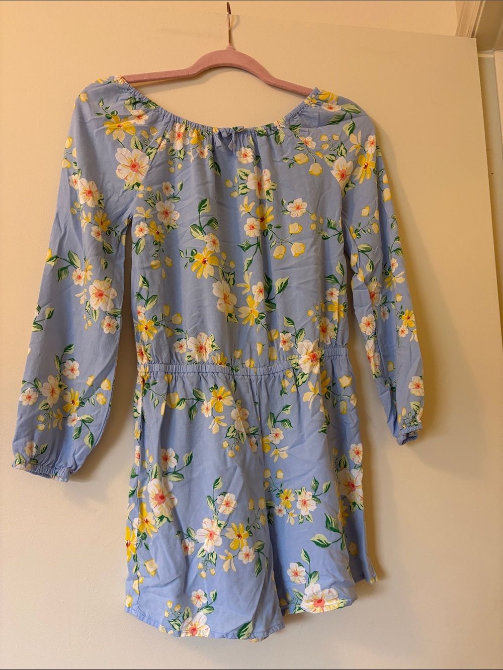 Place Girls' Light Blue Floral One-Piece Romper